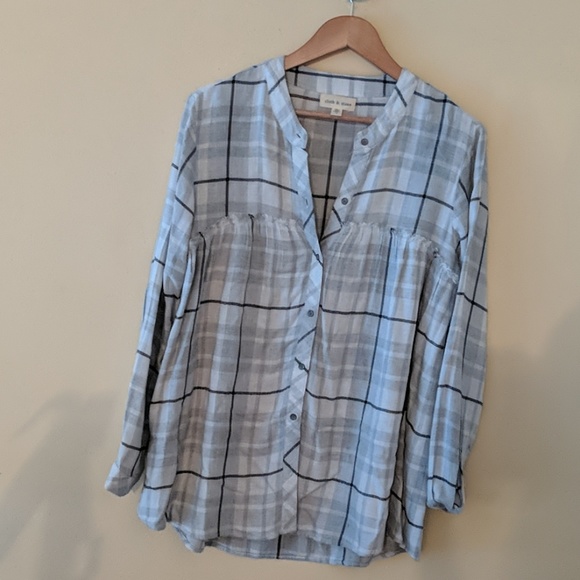 Cloth n Stone Plaid fleece tunic top - Picture 1 of 5